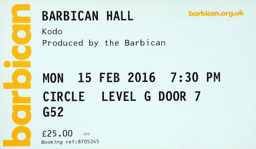 [Kodo Barbican Ticket]