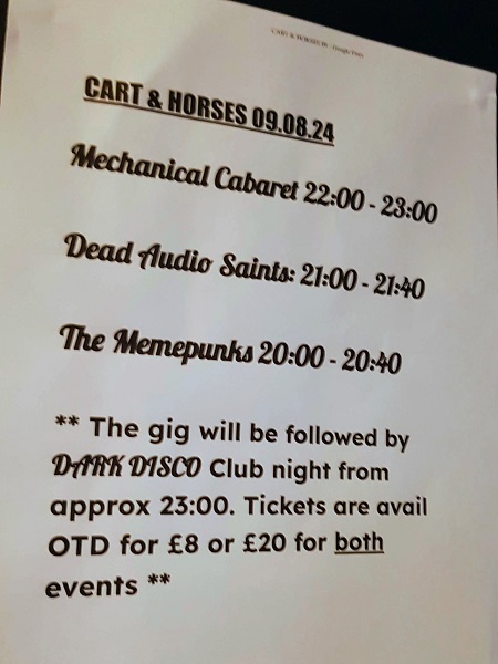 Mechanical Cabaret - Cart & Horses, London 9 August 2024
