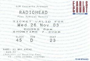 [Radiohead - Earls Court ticket]